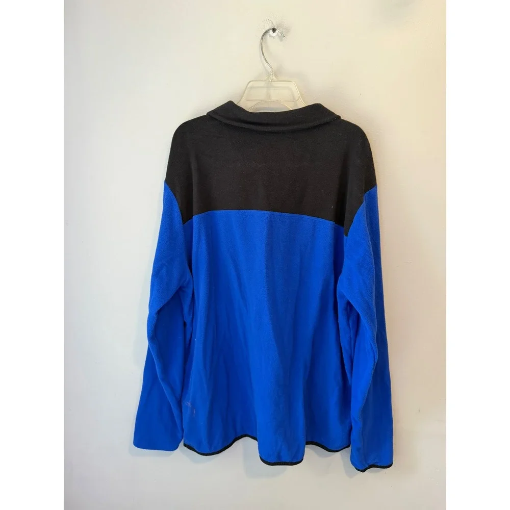 The North Face Mens XXL Blue Black Colorblock Quarter Zip Fleece Pullover Logo
